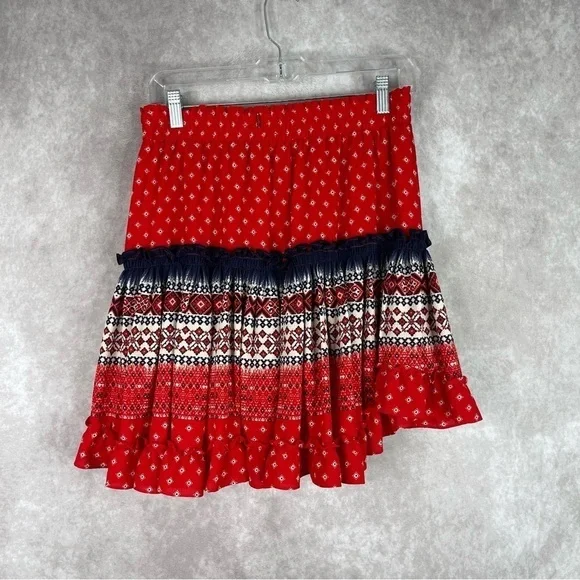Misa Los Angeles Tania Ruffled Mini Skirt In Red Women's Size L - Picture 3 of 6
